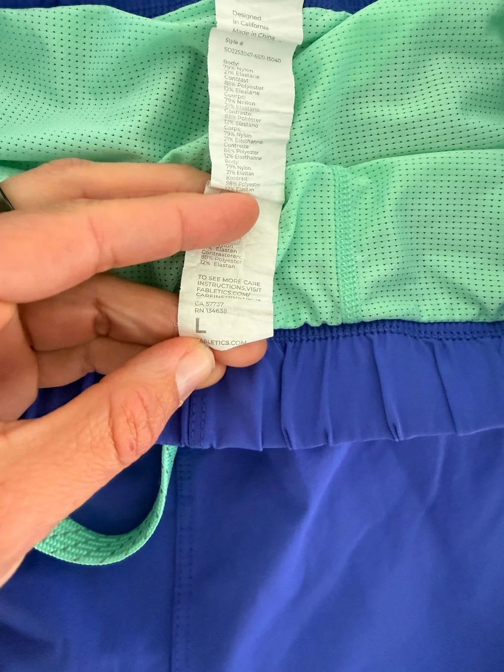 Fabletics Men's Athletic Shorts in Royal Blue with Teal Drawstring